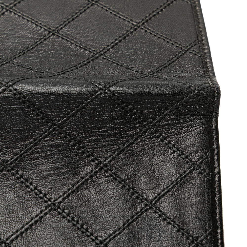 Double Stitched Lambskin Long Bill Wallet Black - Gaby Paris