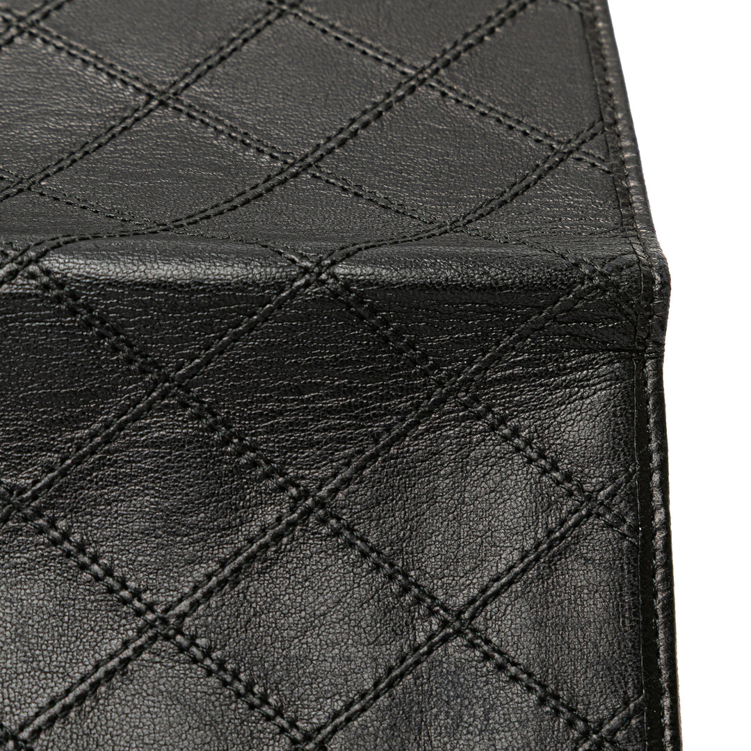 Double Stitched Lambskin Long Bill Wallet Black - Gaby Paris