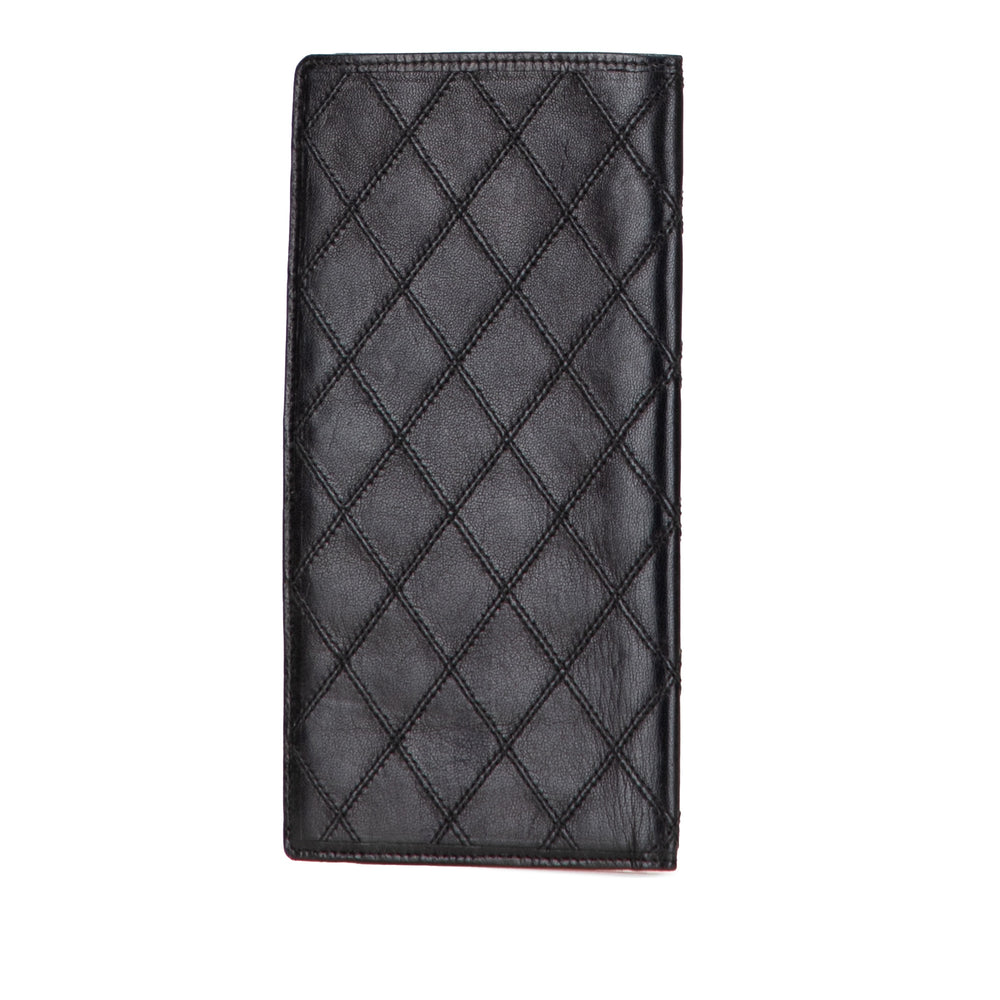 Chanel Double Stitched Agneau Long Bill Portefeuille Noir – GABY PARIS Authentique