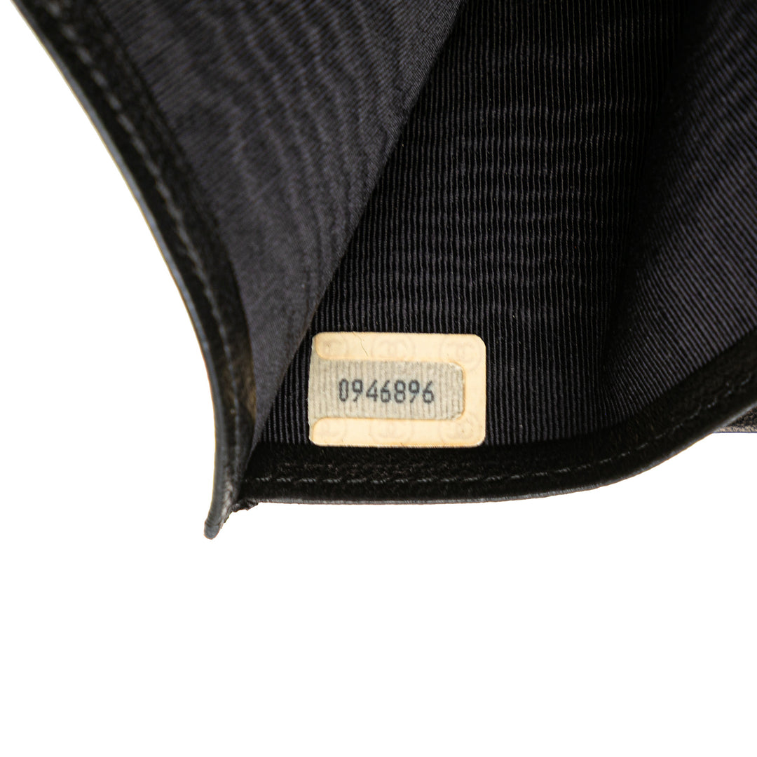 Double Stitched Lambskin Long Bill Wallet Black - Gaby Paris