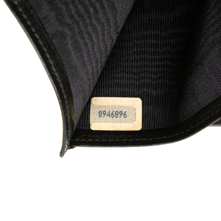 Double Stitched Lambskin Long Bill Wallet Black - Gaby Paris