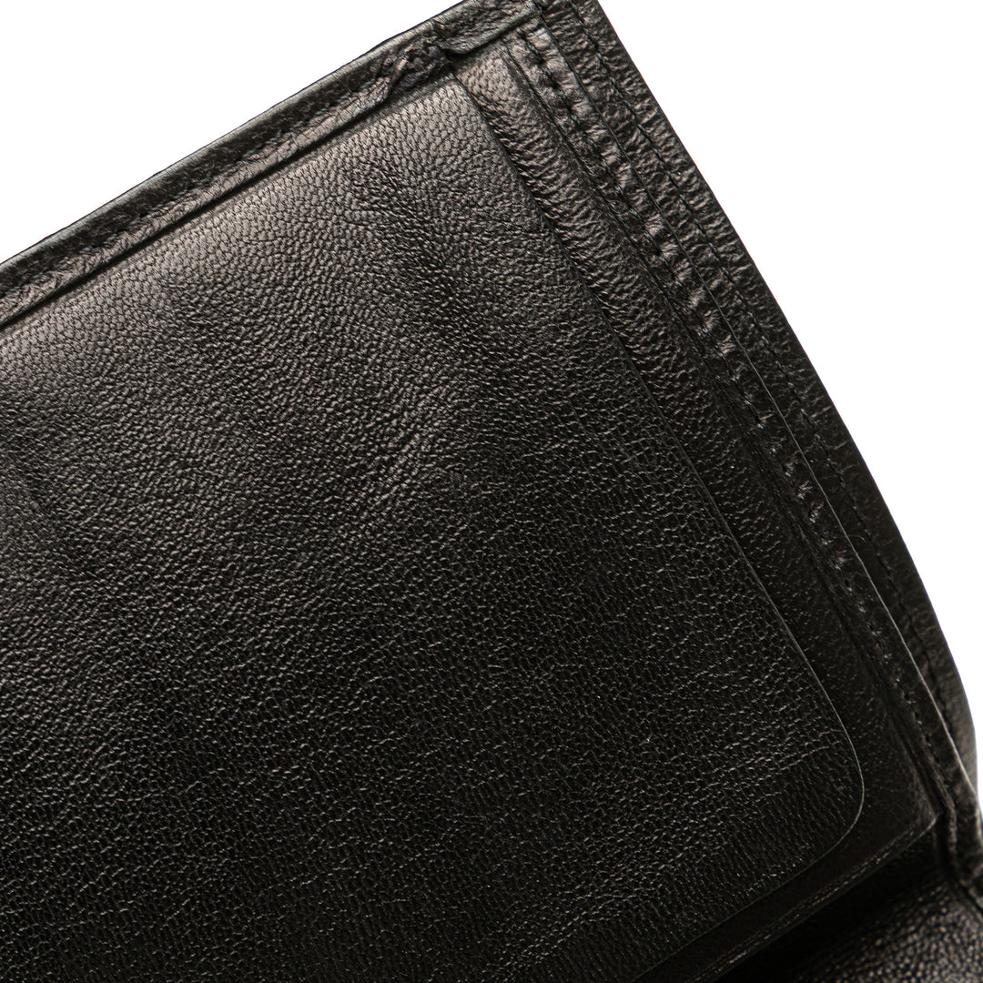 Double Stitched Lambskin Long Bill Wallet Black - Gaby Paris