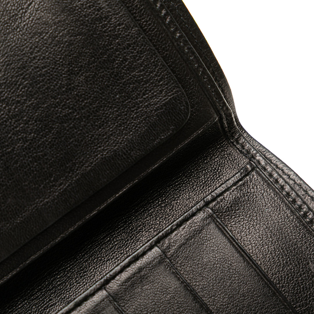 Double Stitched Lambskin Long Bill Wallet Black - Gaby Paris
