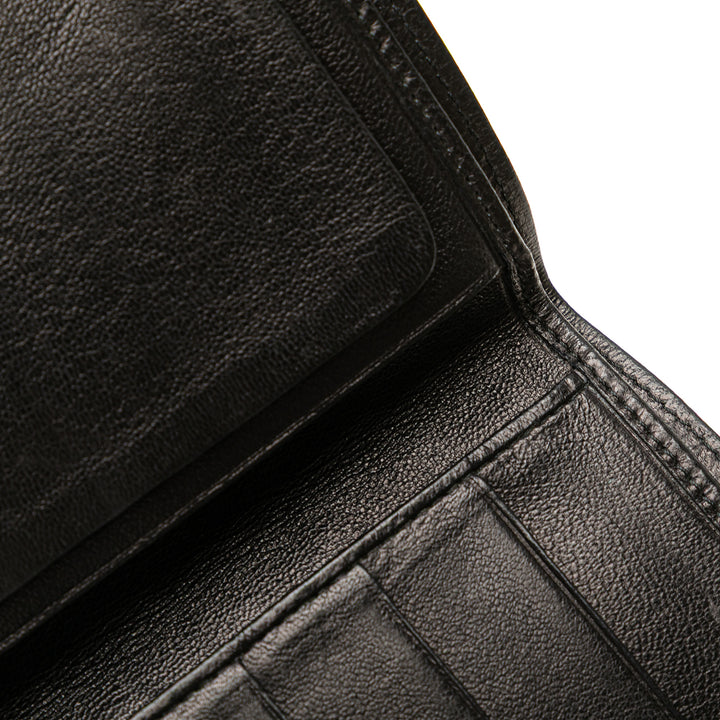 Double Stitched Lambskin Long Bill Wallet Black - Gaby Paris