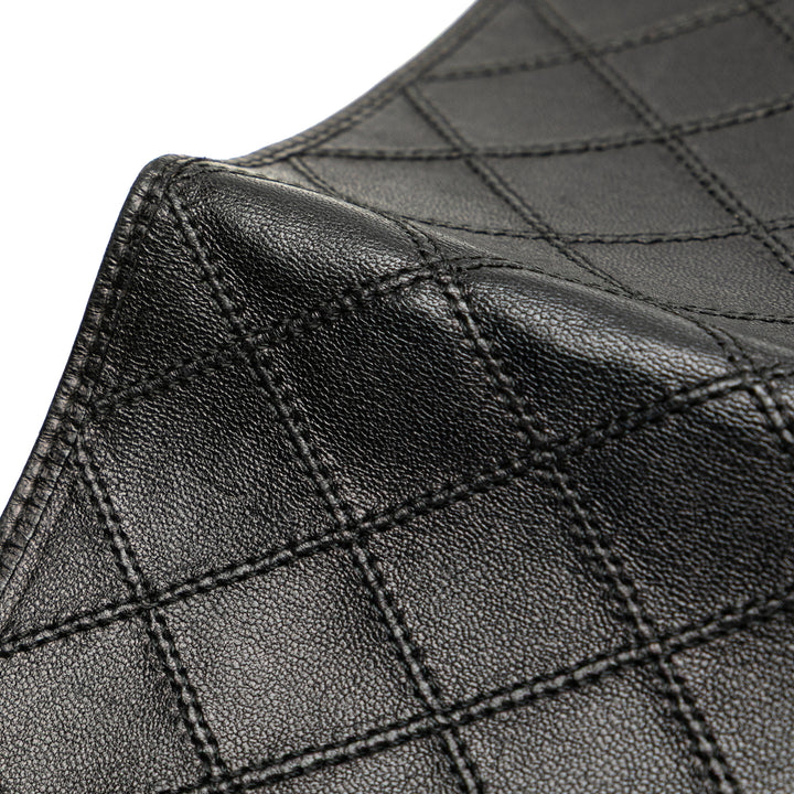 Double Stitched Lambskin Long Bill Wallet Black - Gaby Paris