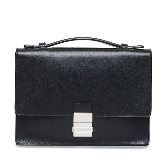 Leather Briefcase Black - Gaby Paris