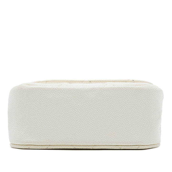 Chanel Pochette CC Matelassé Armature à rabat avec chaîne Cuir caviar Blanc – vue 3 – GABY PARIS