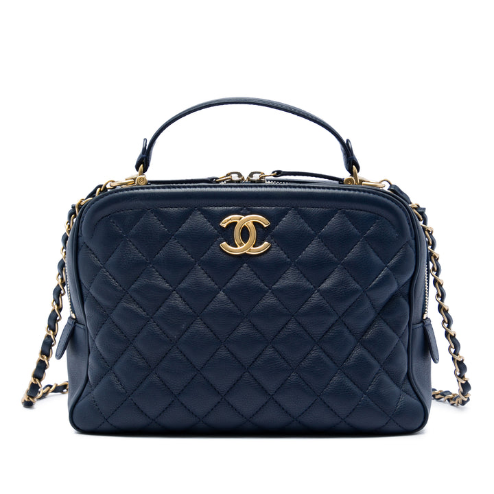 CC Matelassé Vanity avec chaîne Moyen Cuir d'agneau Bleu