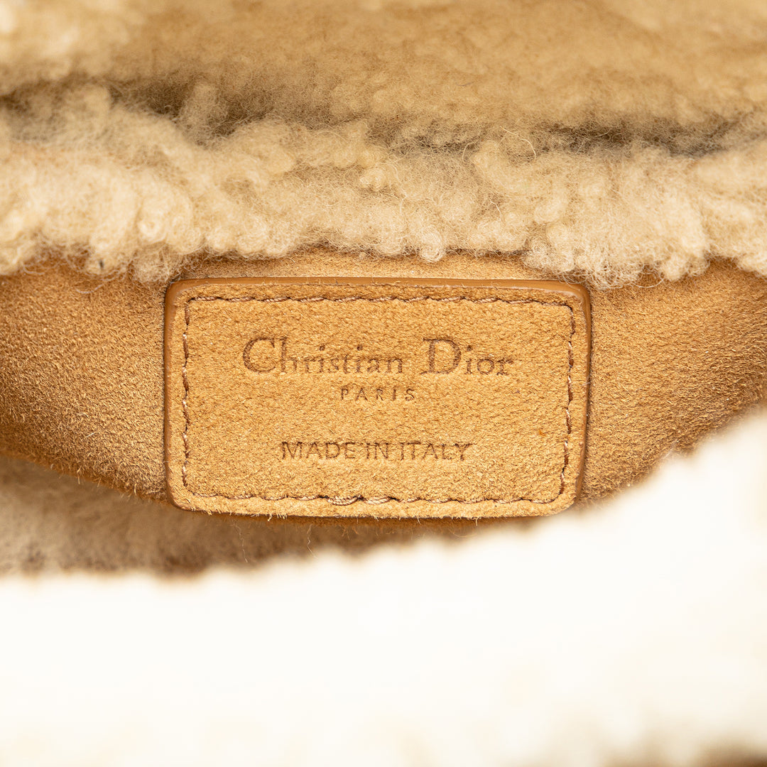 Mini Suede Shearling Cannage Lady Dior Brown - Gaby Paris