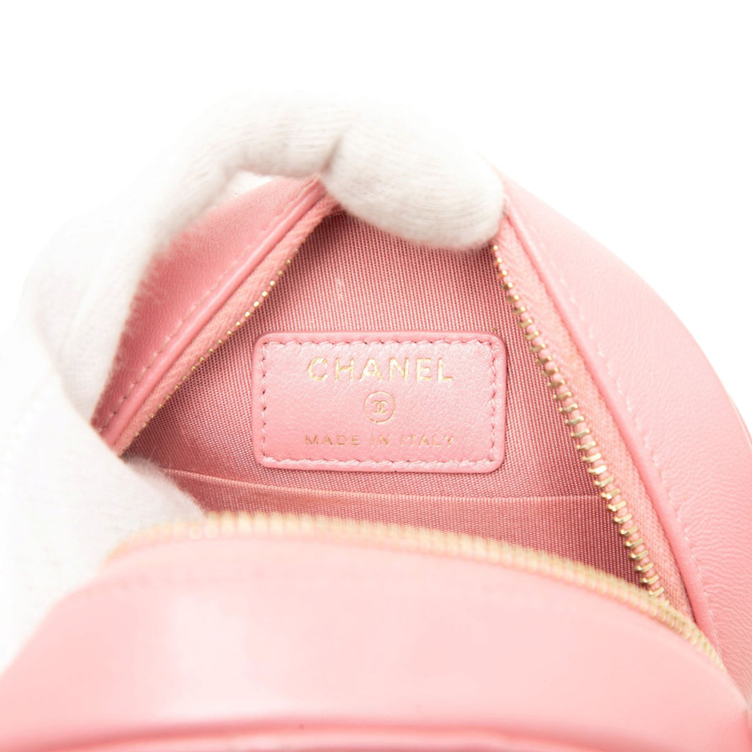 Chanel Pochette Matelassé Rond Perle avec chaîne Cuir d'agneau Rose – vue 5 – GABY PARIS