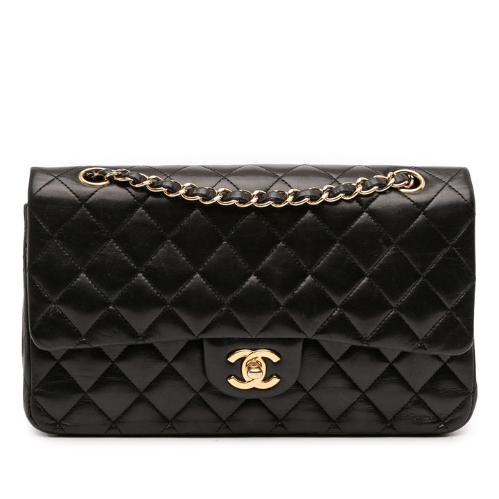 Medium Classic Lambskin Double Flap Black - Gaby Paris