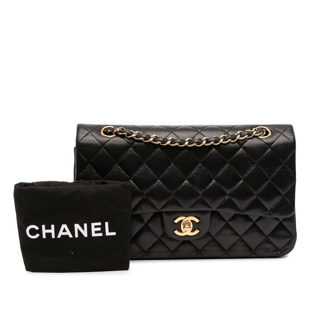Medium Classic Lambskin Double Flap Black - Gaby Paris