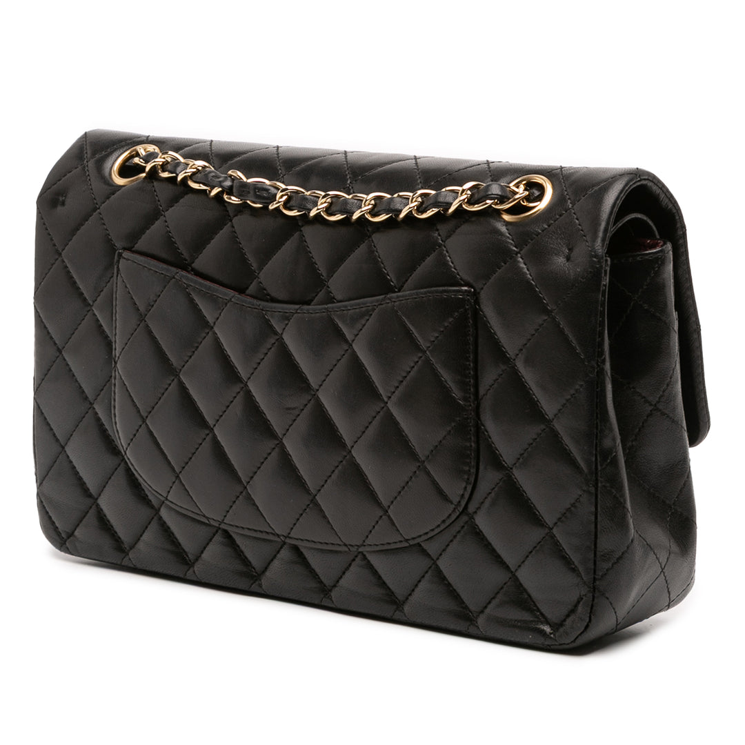 Medium Classic Lambskin Double Flap Black - Gaby Paris