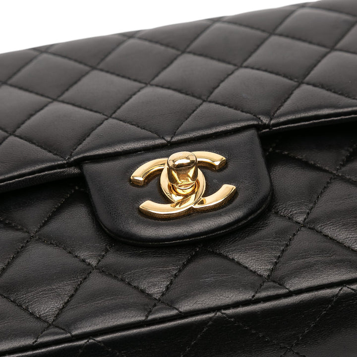 Medium Classic Lambskin Double Flap Black - Gaby Paris