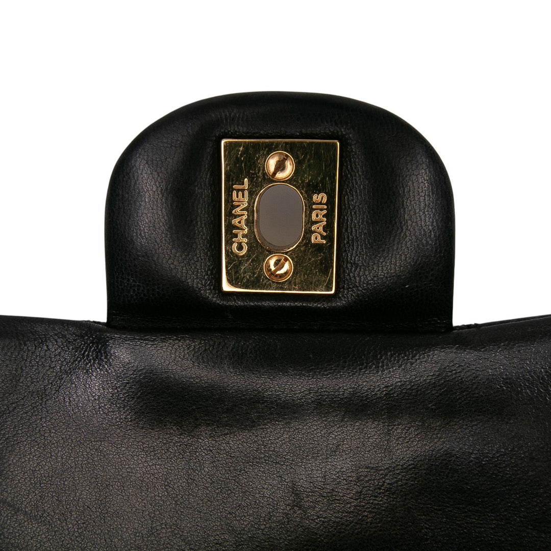 Medium Classic Lambskin Double Flap Black - Gaby Paris