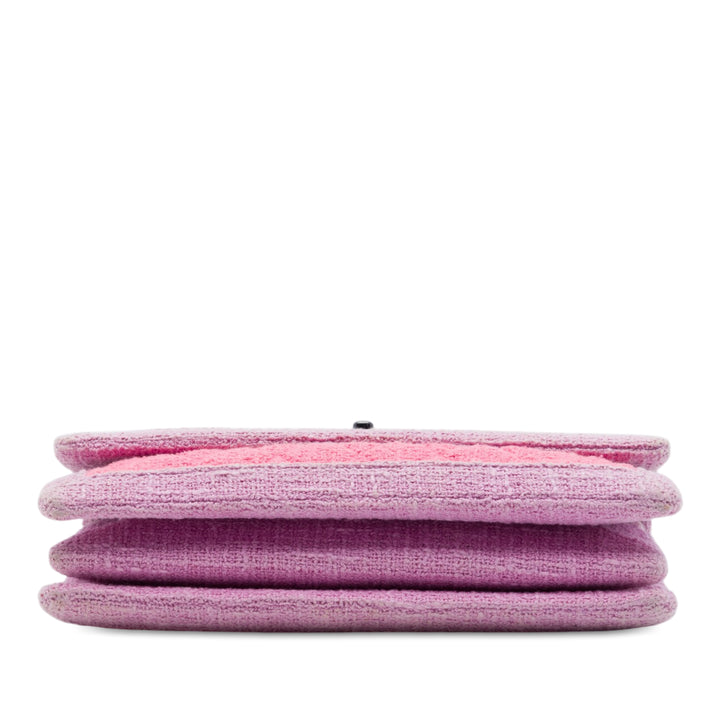 Chanel CC Matelassé Accordion à rabat Tweed Rose