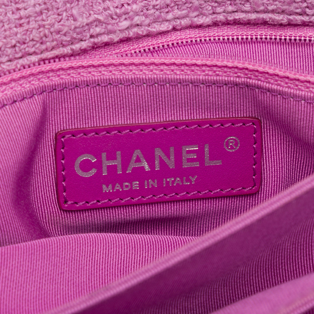 Chanel CC Matelassé Accordion à rabat Tweed Rose