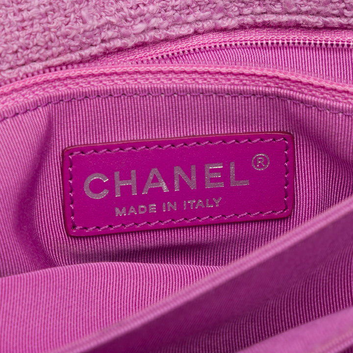 Chanel CC Matelassé Accordion à rabat Tweed Rose