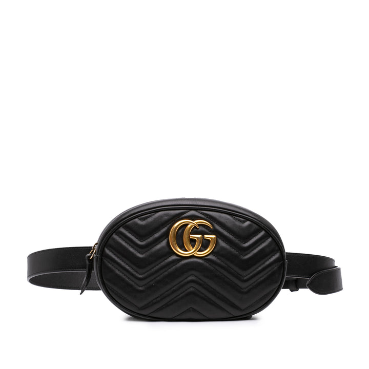 GG Marmont Matelasse Sac ceinture Cuir de veau Noir