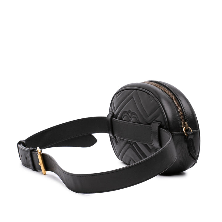 Gucci GG Marmont Matelasse Sac ceinture Grand Cuir de veau Noir