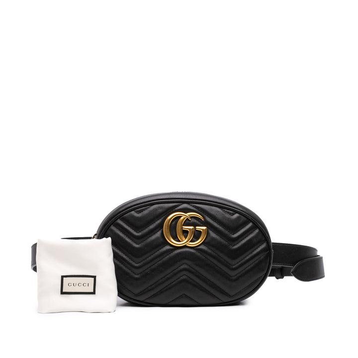 GG Marmont Matelasse Sac ceinture Cuir de veau Noir