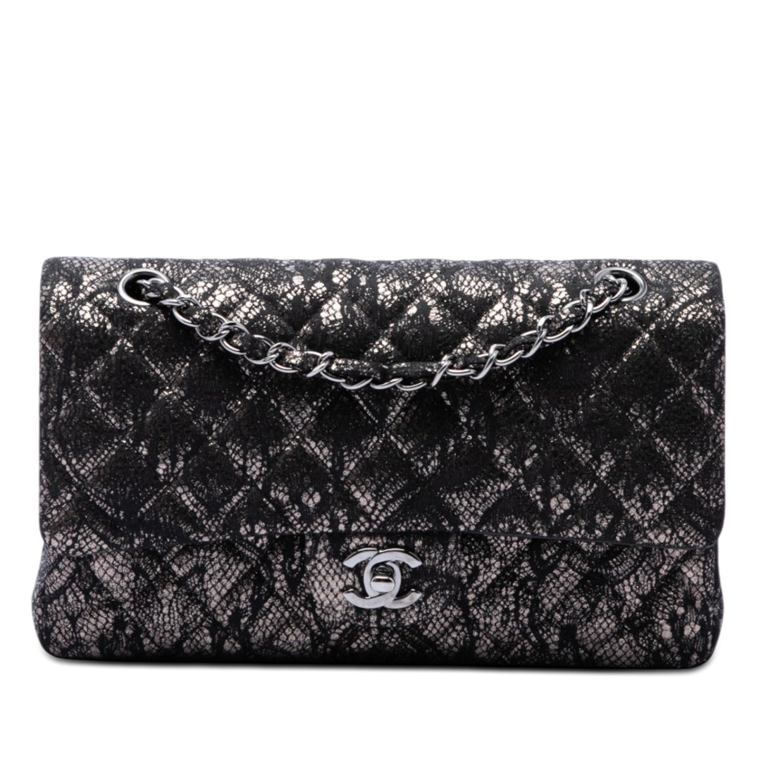 Chanel Classic Métallisé et Lace Double rabat Moyen Cuir de chèvre
