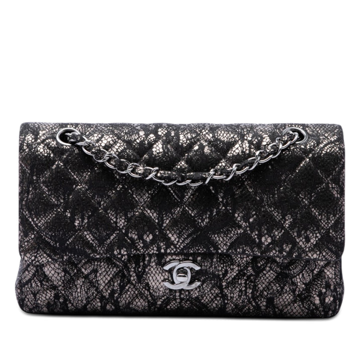 Chanel Classic Métallisé et Lace Double rabat Moyen Cuir de chèvre