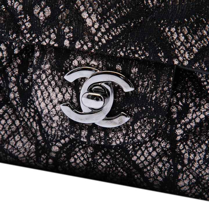 Chanel Classic Métallisé et Lace Double rabat Moyen Cuir de chèvre