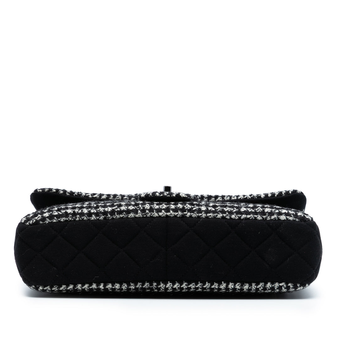 Chanel Jumbo CC Matelassé Jersey et Tweed Chain à rabat