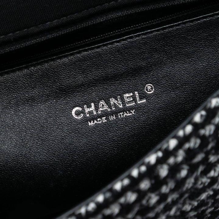 Chanel Jumbo CC Matelassé Jersey et Tweed Chain à rabat