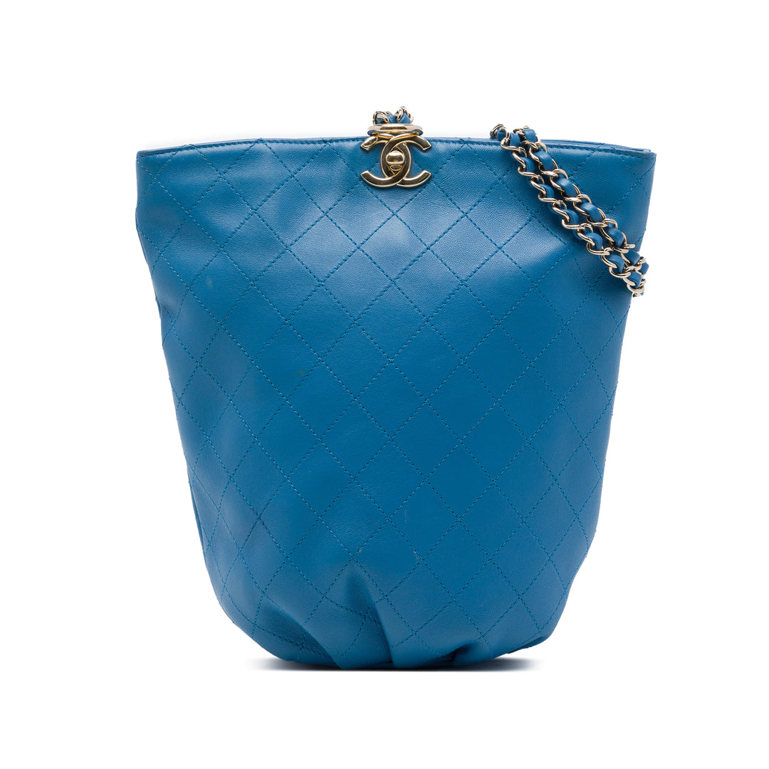 CC Matelassé Sac seau à dos Cuir de veau Bleu