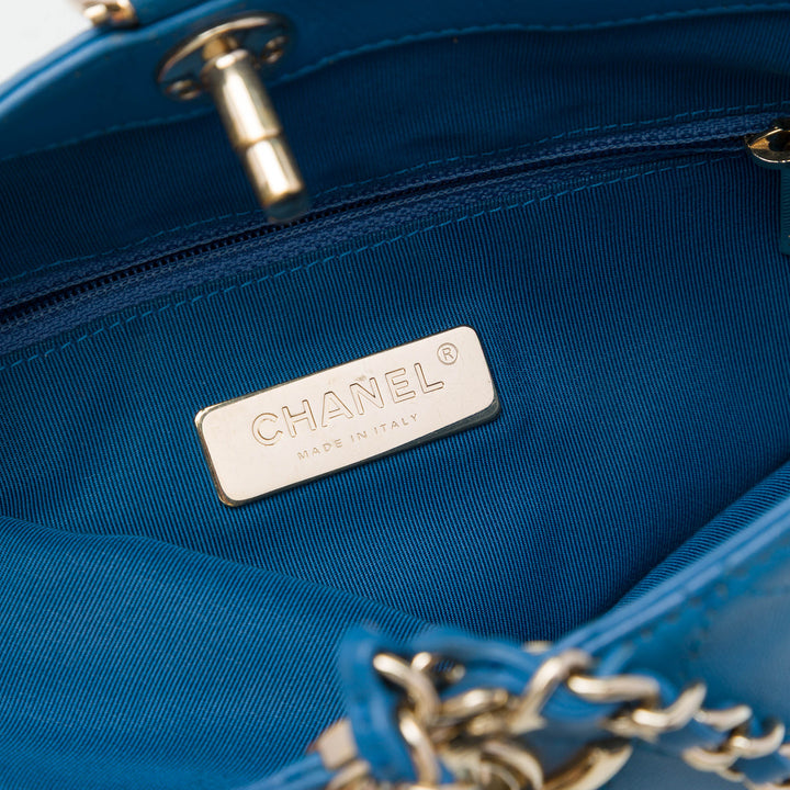 CC Matelassé Sac seau à dos Cuir de veau Bleu