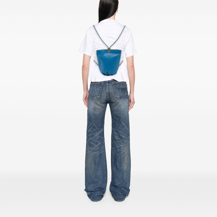 CC Matelassé Sac seau à dos Cuir de veau Bleu