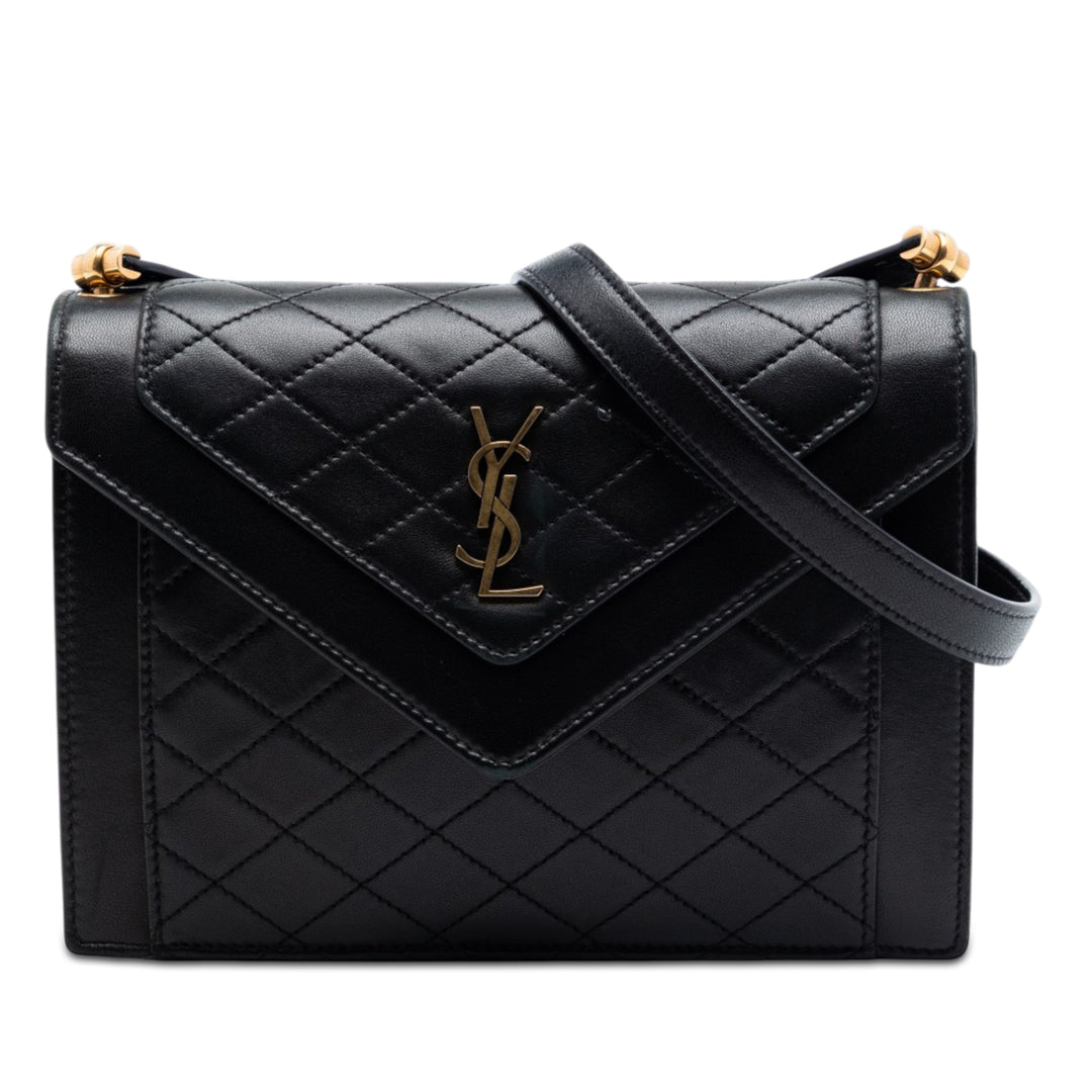 Saint Laurent Mini Matelassé Cuir d’agneau Monogram Gaby Sac porté croisé