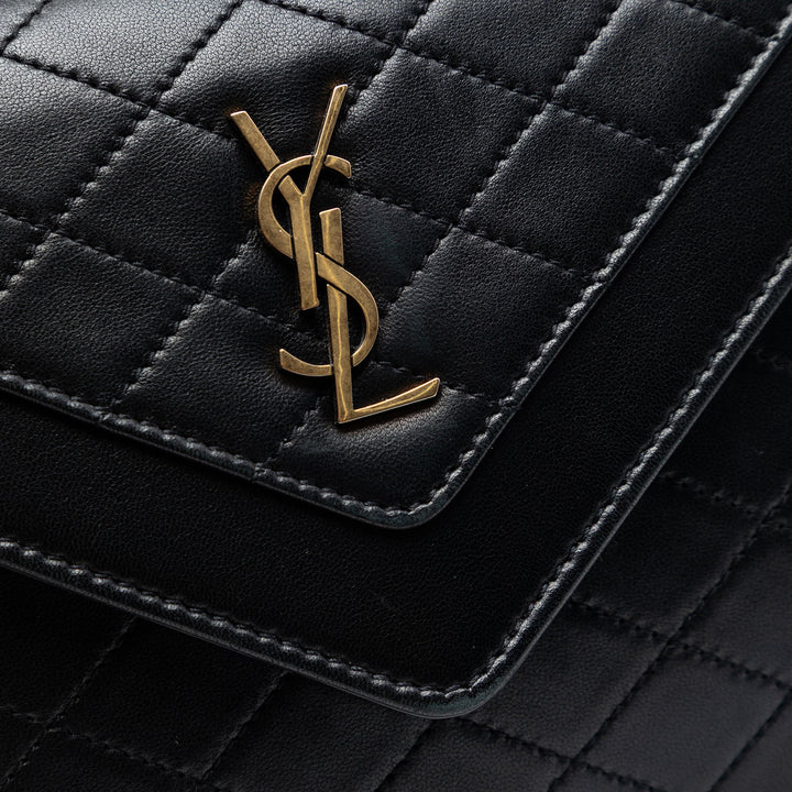 Saint Laurent Mini Matelassé Cuir d’agneau Monogram Gaby Sac porté croisé