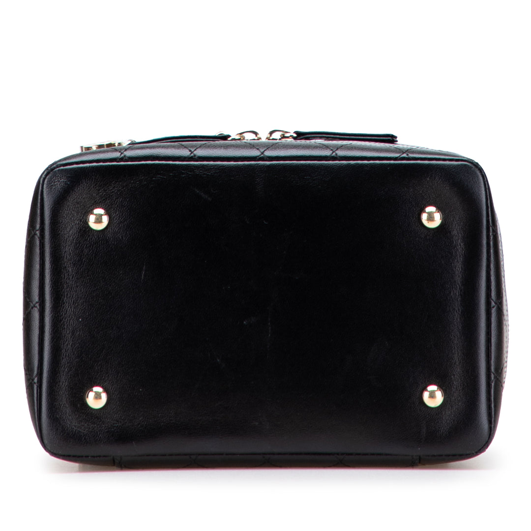 Large Quilted Lambskin Knock On Wood Vanity Case Black - Gaby Paris