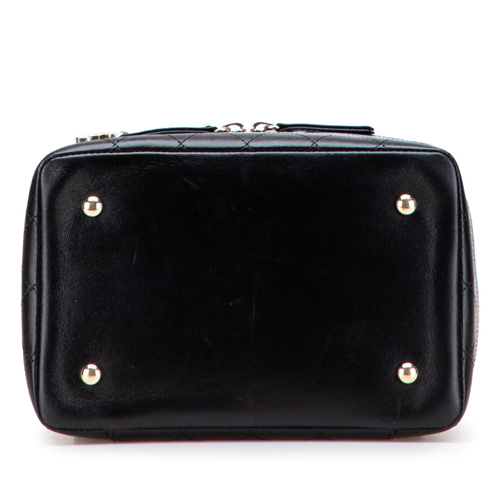 Large Quilted Lambskin Knock On Wood Vanity Case Black - Gaby Paris