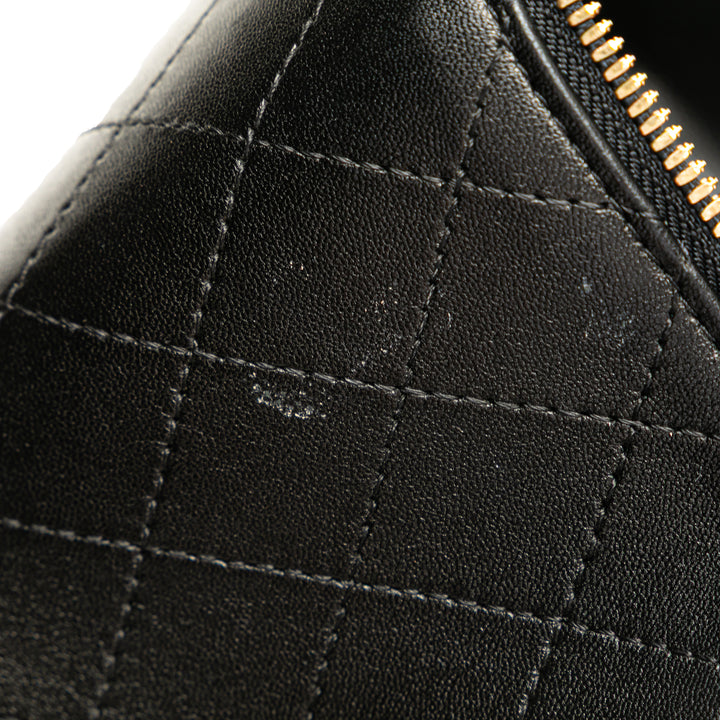 Large Quilted Lambskin Knock On Wood Vanity Case Black - Gaby Paris