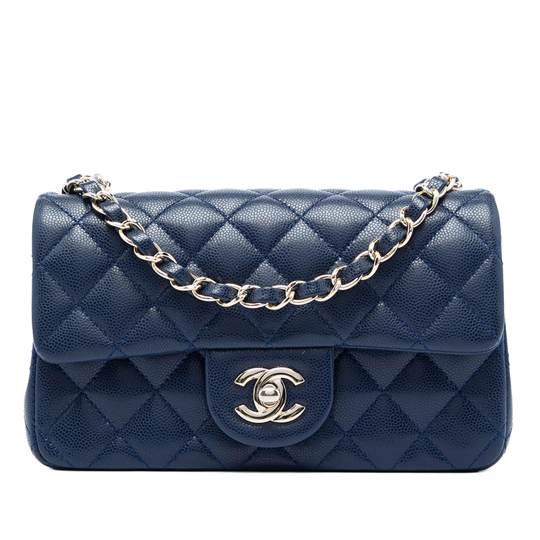 Chanel Classic Rectangulaire Rabat simple Mini Cuir caviar
