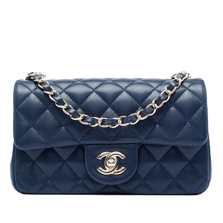 Chanel Classic Rectangulaire Rabat simple Mini Cuir caviar