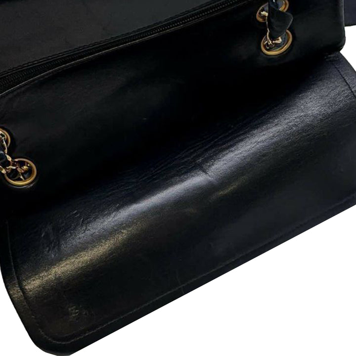 Medium Classic Lambskin Double Flap Black - Gaby Paris