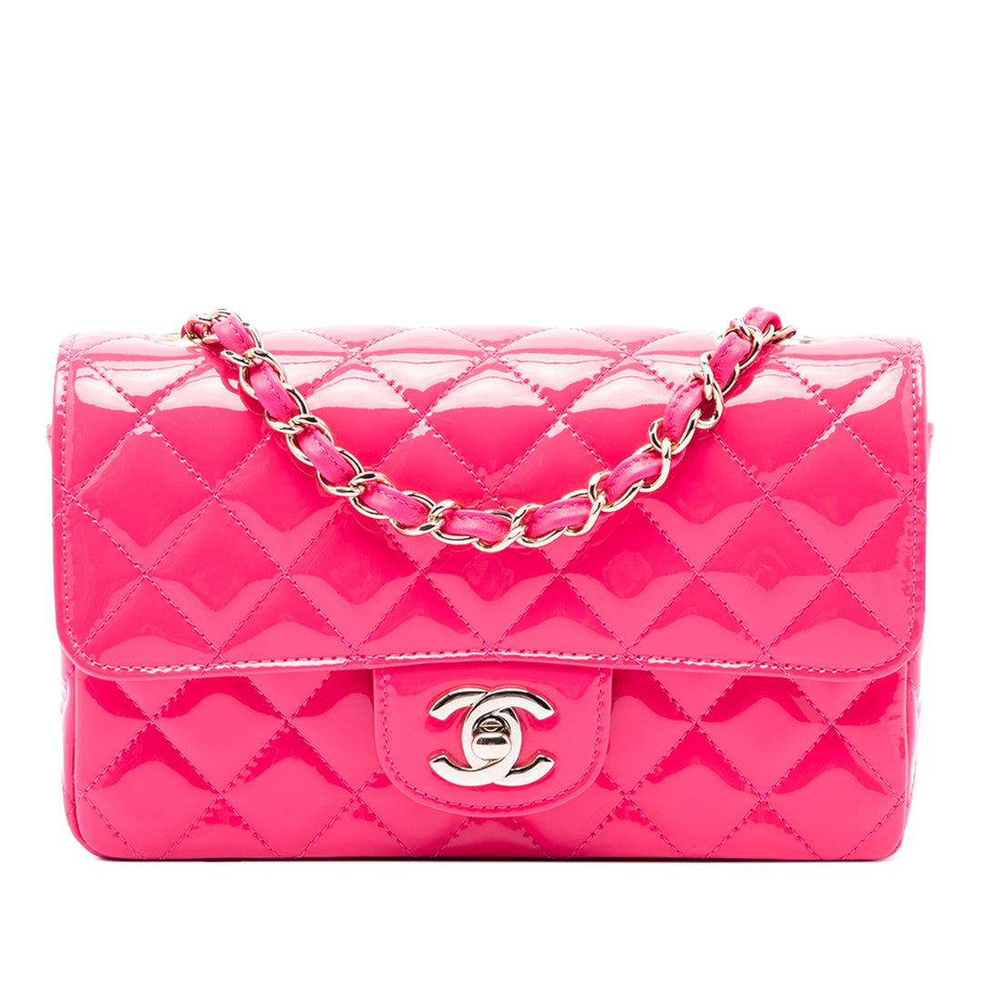 Chanel Classic Rectangulaire Rabat simple Mini Rose – vue principale – GABY PARIS