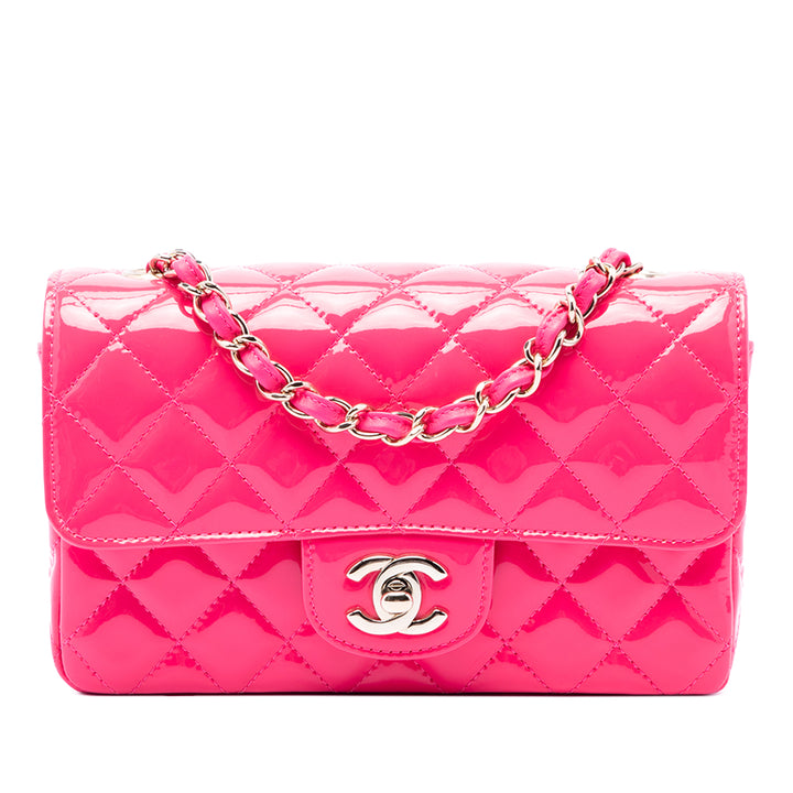 Chanel Classic Rectangulaire Rabat simple Mini Rose – vue principale – GABY PARIS
