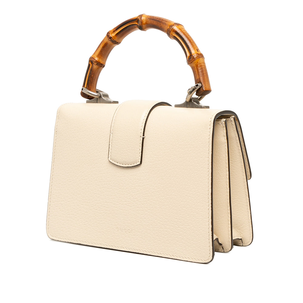 Gucci Sac à main Bamboo Dionysus Web Mini Cuir de veau Blanc – vue 2 – GABY PARIS