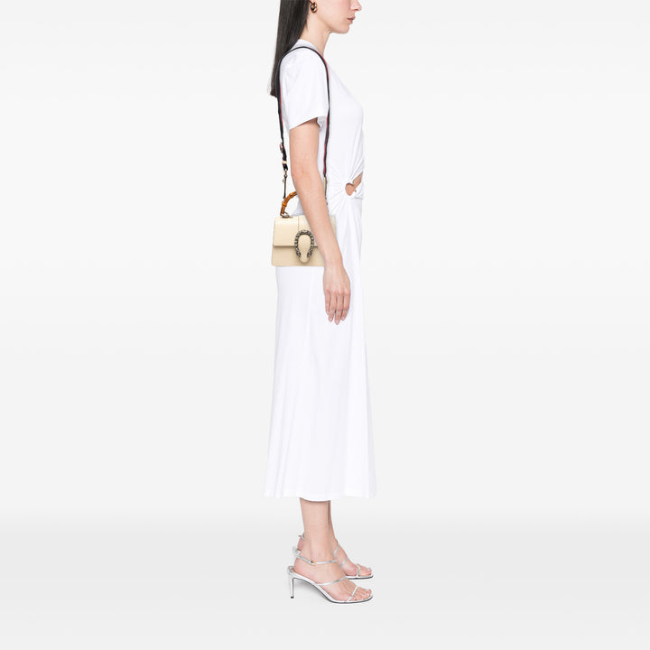 Gucci Sac à main Bamboo Dionysus Web Mini Cuir de veau Blanc – vue 5 – GABY PARIS