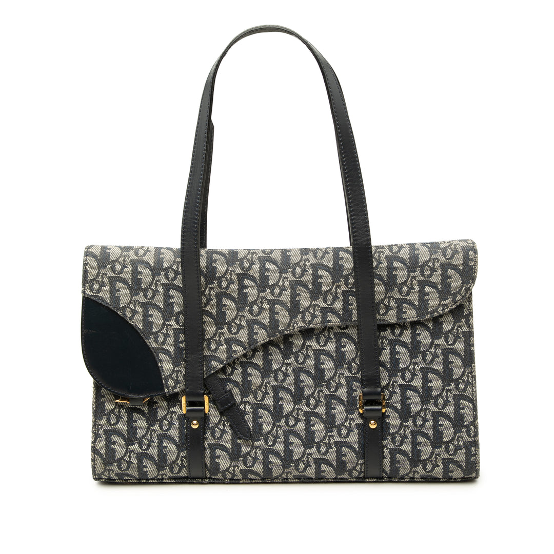 Dior Sac porté épaule Diorissimo Trotter Saddle Bleu – vue principale – GABY PARIS