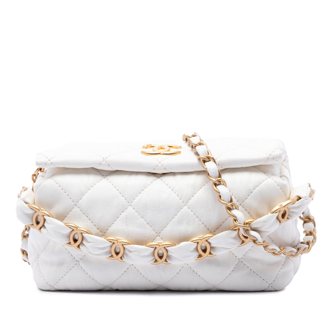Chanel Sac à main CC Matelassé Hobo Cuir d'agneau Blanc – vue principale – GABY PARIS