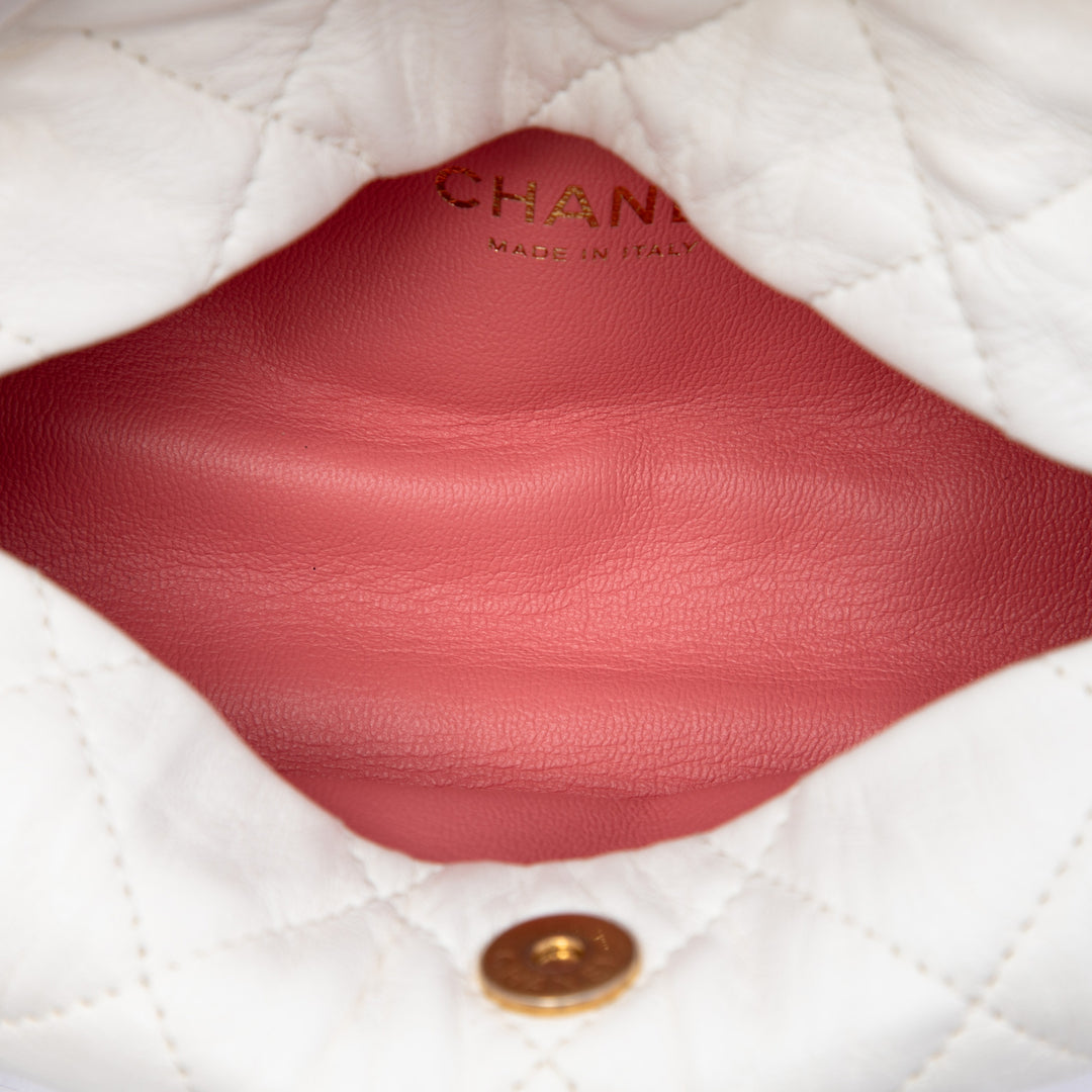 Chanel Sac à main CC Matelassé Hobo Cuir d'agneau Blanc – vue 4 – GABY PARIS