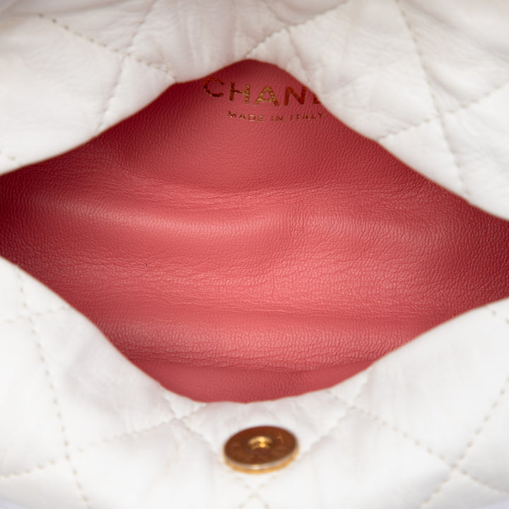 Chanel Sac à main CC Matelassé Cuir d'agneau Blanc – vue 4 – GABY PARIS