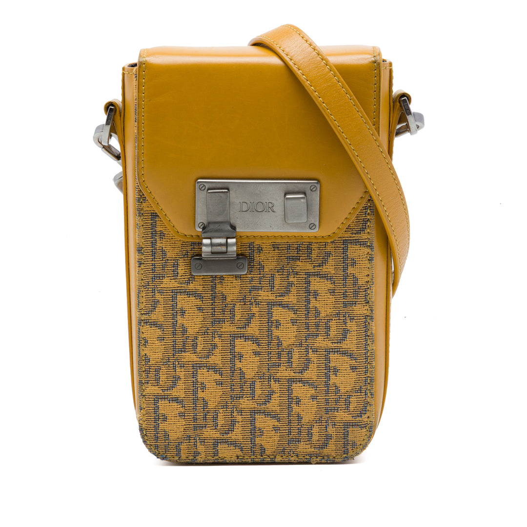 Dior Jacquard Lock Étui téléphone Sac Oblique Jaune – vue principale – GABY PARIS